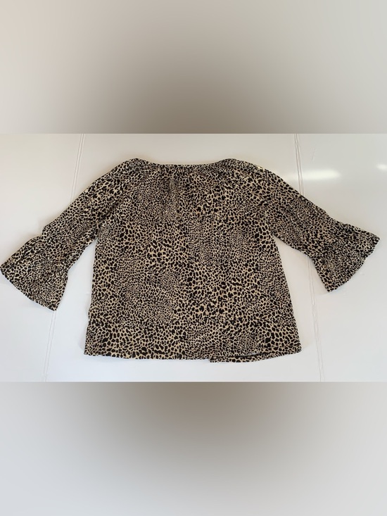 MICHAEL Michael Kors Women’s Large Beige and Black Leopard Print Bell Sleeve Top - Picture 5 of 5